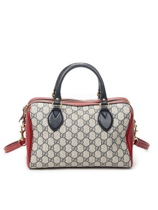 Gucci Handbags - Gucci Small Boston Navy Beige Red Supreme Canvas Messenger